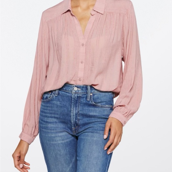 AVLN STUDIO Zoa Button Down Shirt - blush color, textured - Picture 2 of 11